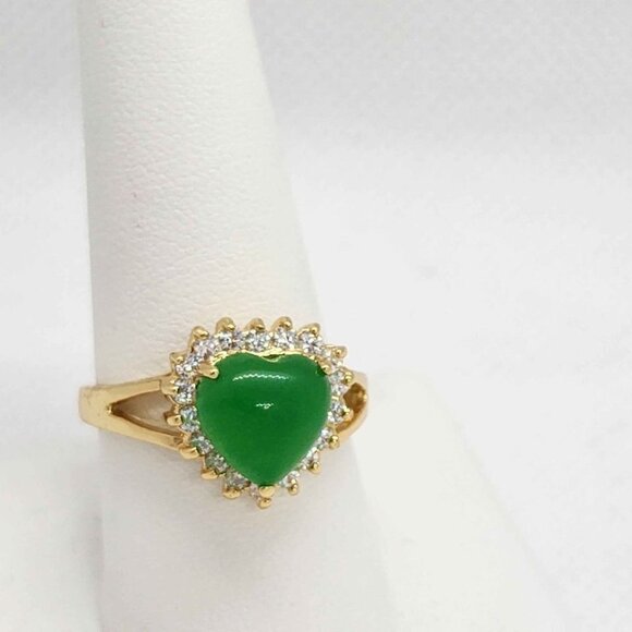 NEW  Heart Shape Jade Ring added new sizes - Picture 2 of 5